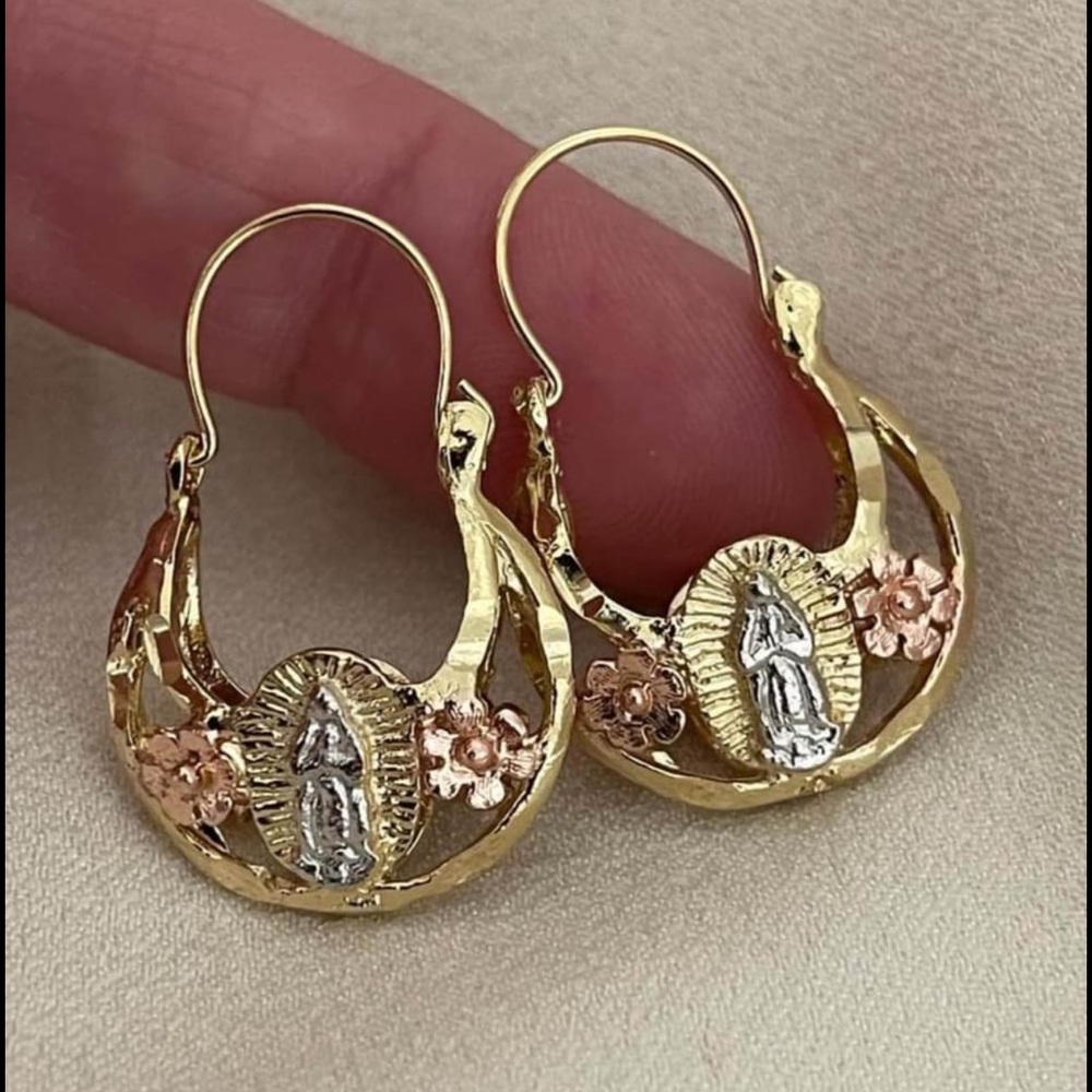14k Gold Filled Virgin Guadalupe/Virgen Guadalupe Basket Earrings